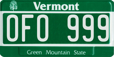VT license plate OFO999