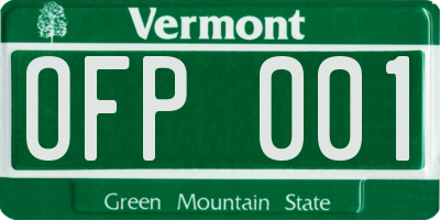 VT license plate OFP001