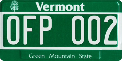 VT license plate OFP002