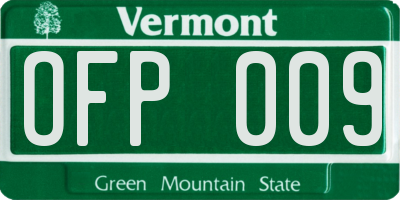 VT license plate OFP009