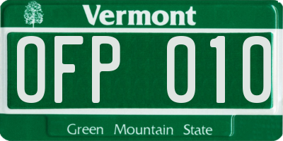 VT license plate OFP010