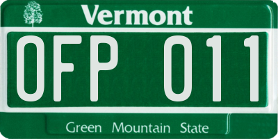 VT license plate OFP011