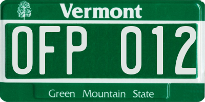 VT license plate OFP012