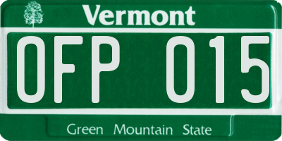 VT license plate OFP015