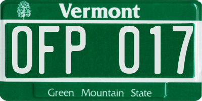 VT license plate OFP017