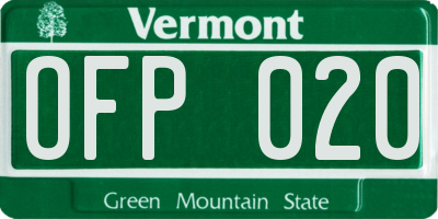 VT license plate OFP020