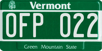 VT license plate OFP022