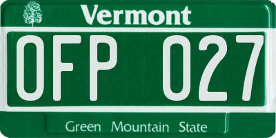 VT license plate OFP027