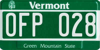 VT license plate OFP028