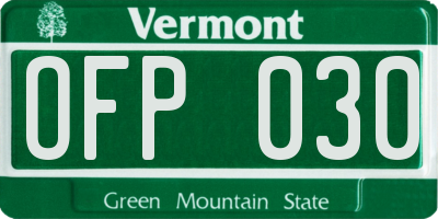 VT license plate OFP030