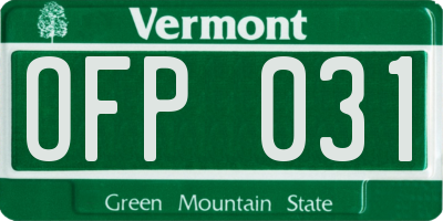 VT license plate OFP031