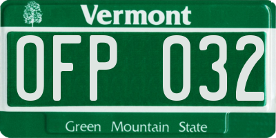 VT license plate OFP032