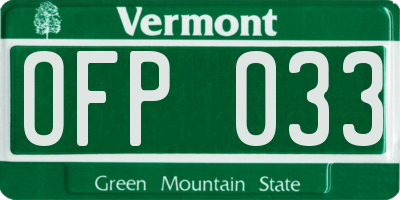 VT license plate OFP033