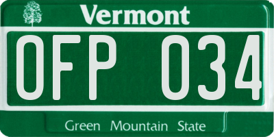 VT license plate OFP034