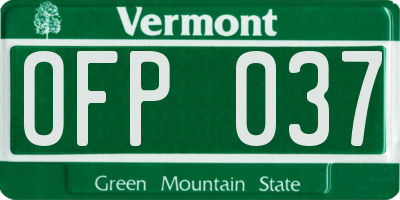 VT license plate OFP037