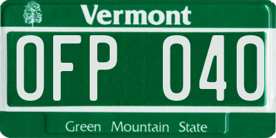 VT license plate OFP040