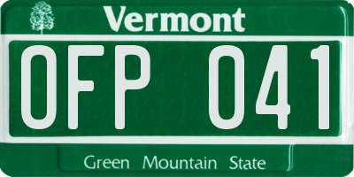 VT license plate OFP041
