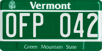 VT license plate OFP042