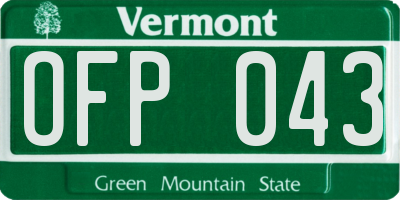 VT license plate OFP043