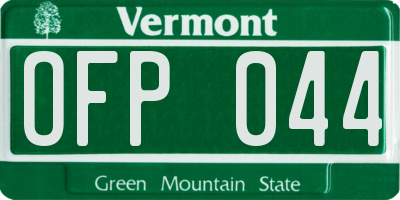 VT license plate OFP044