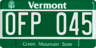 VT license plate OFP045