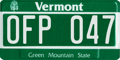 VT license plate OFP047
