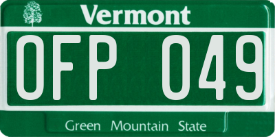 VT license plate OFP049