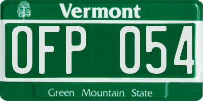 VT license plate OFP054