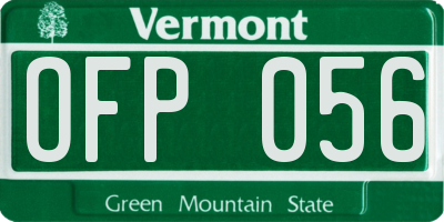 VT license plate OFP056