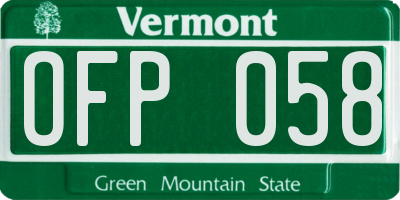 VT license plate OFP058