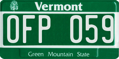 VT license plate OFP059