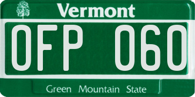 VT license plate OFP060