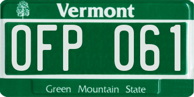VT license plate OFP061