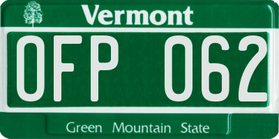 VT license plate OFP062