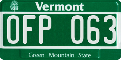 VT license plate OFP063