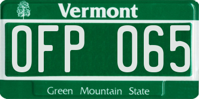 VT license plate OFP065