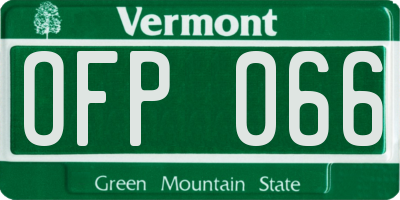 VT license plate OFP066