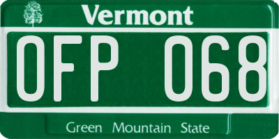 VT license plate OFP068