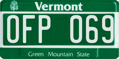 VT license plate OFP069
