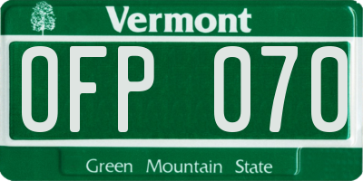 VT license plate OFP070