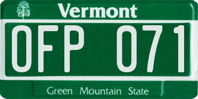 VT license plate OFP071