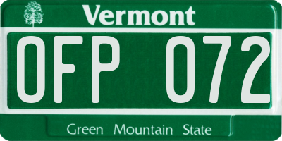 VT license plate OFP072