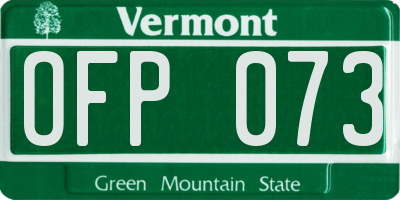 VT license plate OFP073