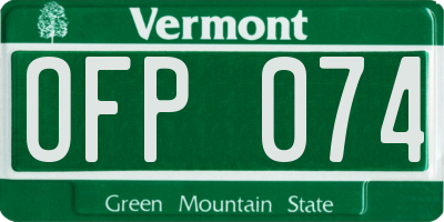 VT license plate OFP074