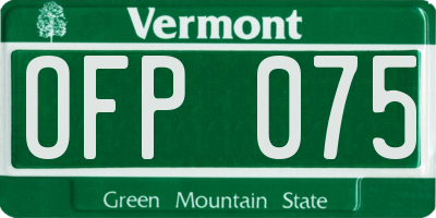 VT license plate OFP075