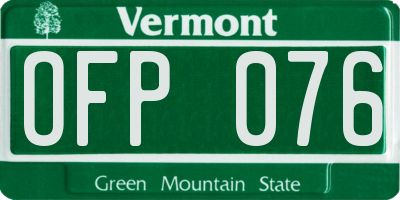 VT license plate OFP076