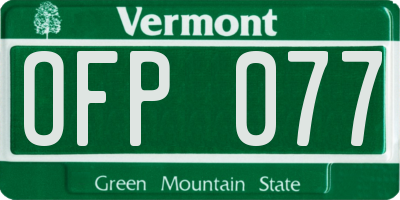 VT license plate OFP077