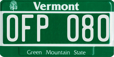 VT license plate OFP080