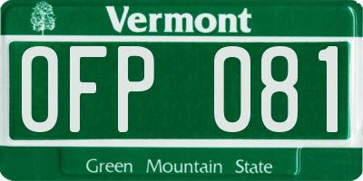 VT license plate OFP081