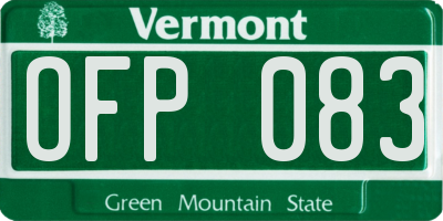 VT license plate OFP083